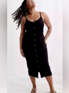 Aerie ribbed button down midi dress